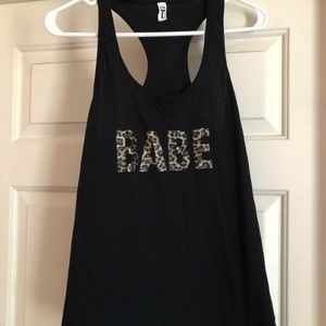 Black & cheetah print BABE tank top